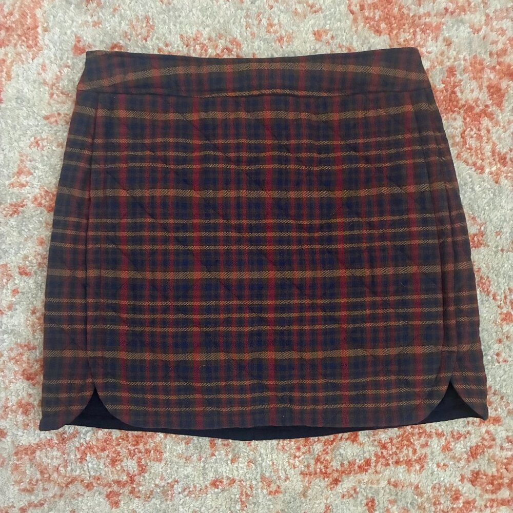 Sezane Tania Skirt, quilted Ivan Burgundy Tartan - Size 4 (36)